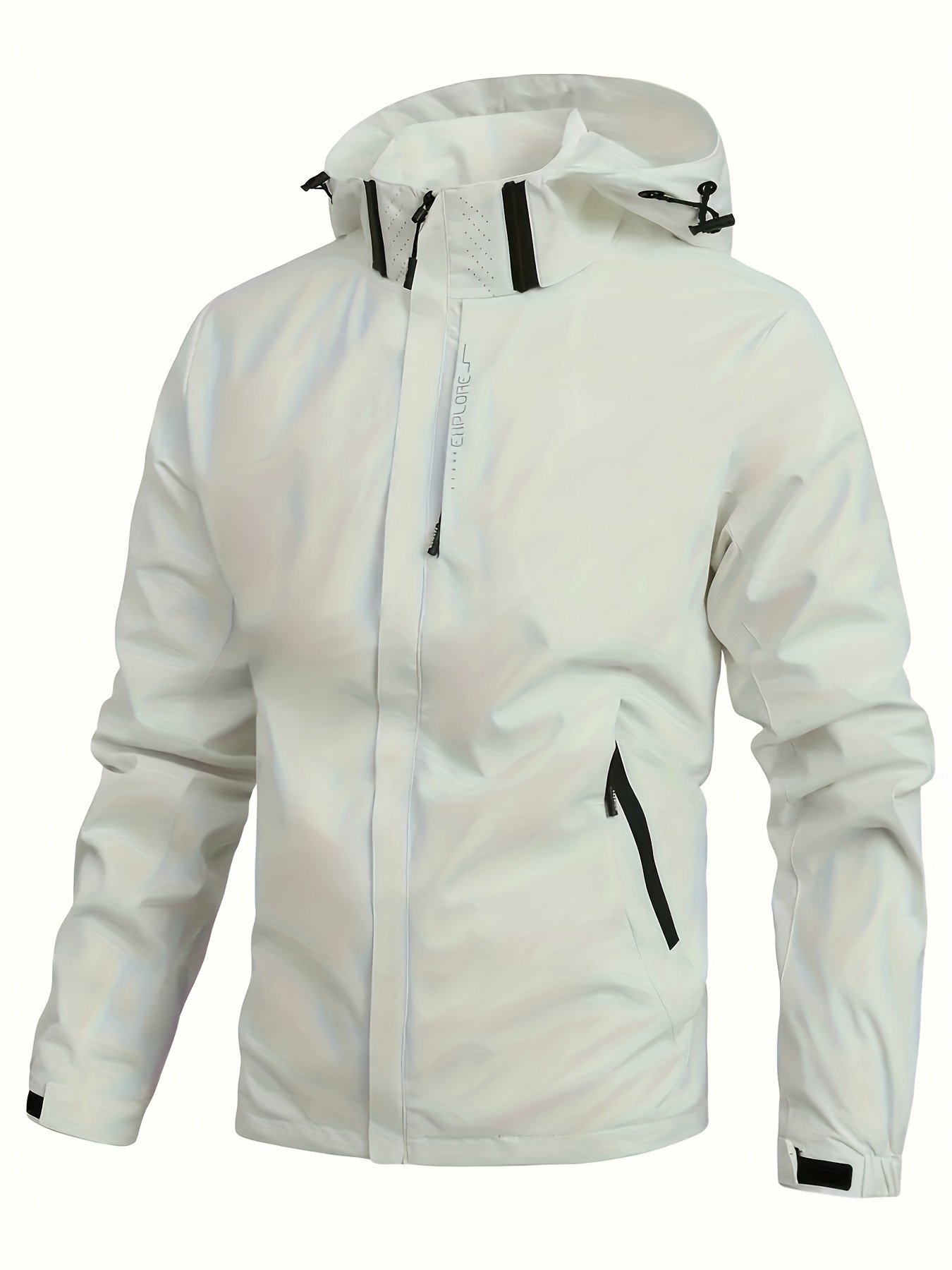 chic solid windbreaker hooded jacket mens casual zip up jacket coat for outdoor activities details 20