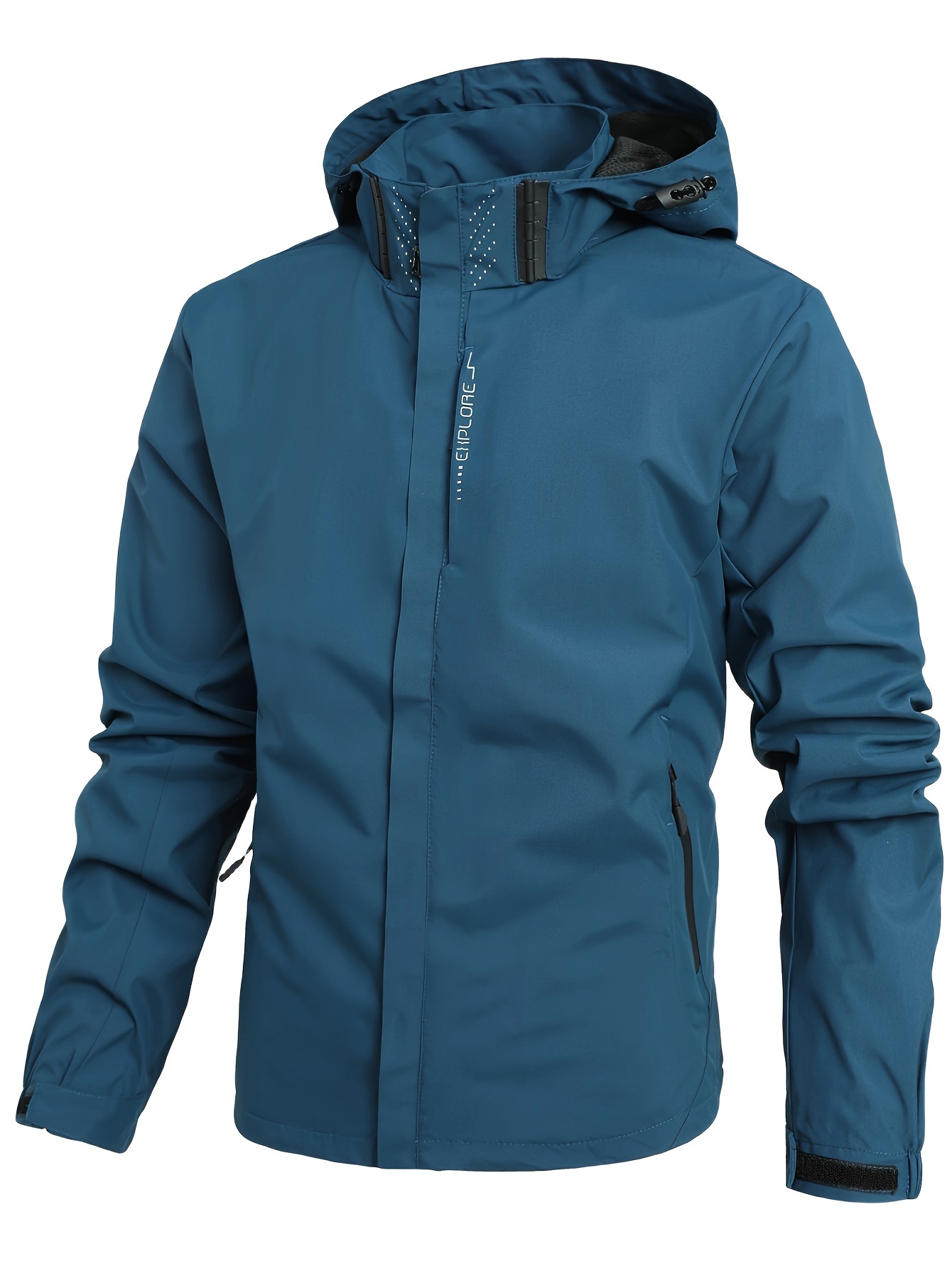 chic solid windbreaker hooded jacket mens casual zip up jacket coat for outdoor activities details 26