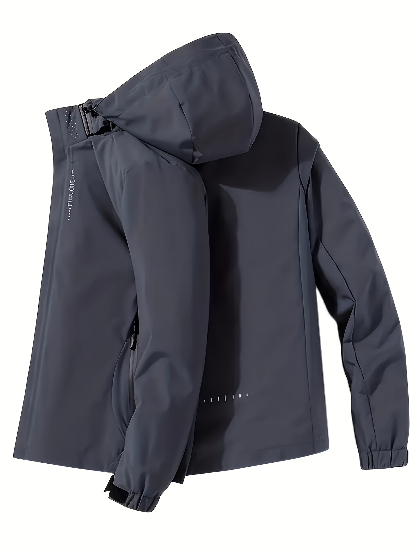 chic solid windbreaker hooded jacket mens casual zip up jacket coat for outdoor activities details 34