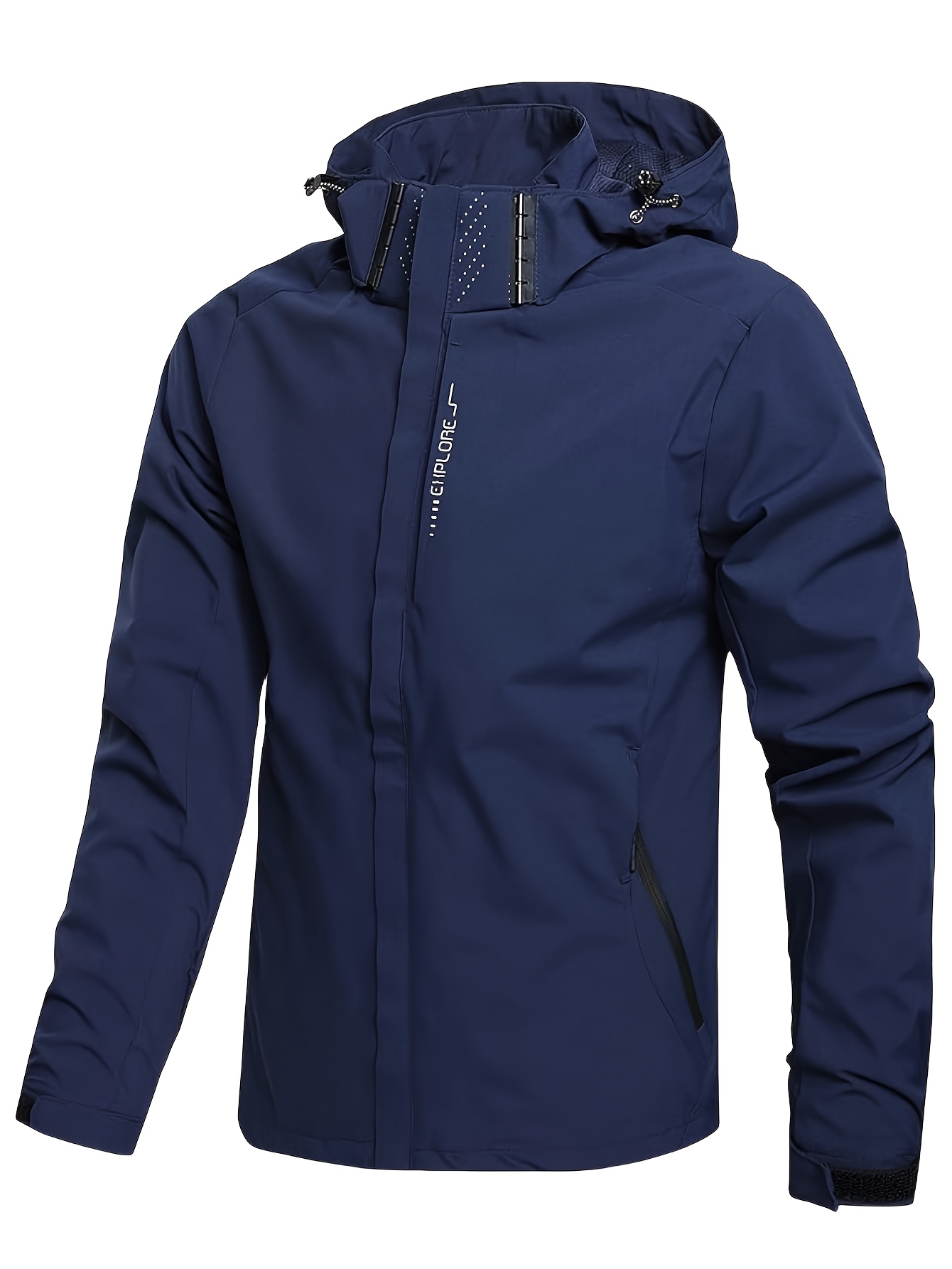 chic solid windbreaker hooded jacket mens casual zip up jacket coat for outdoor activities details 35