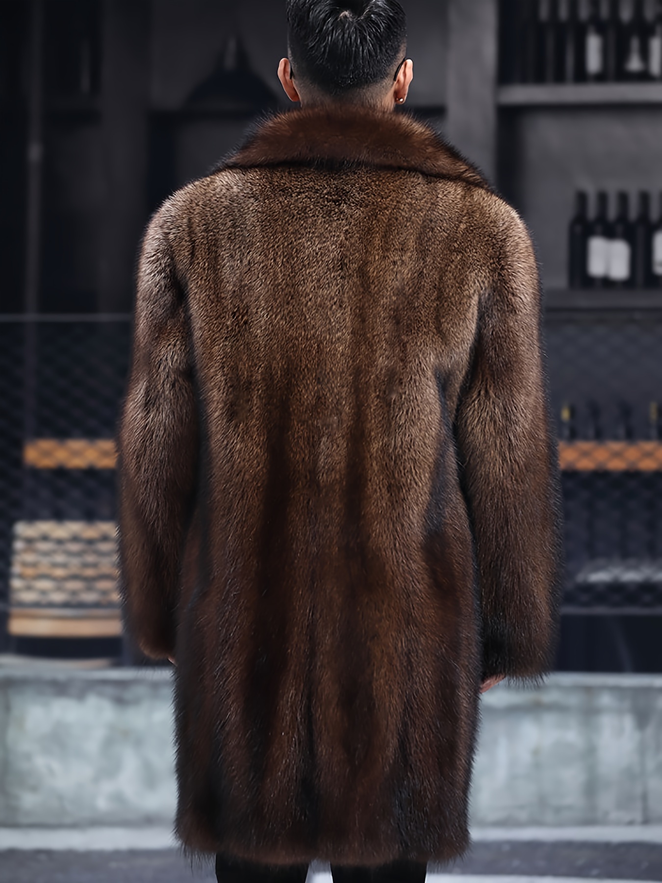 fashionable design mens faux fur single breasted overcoat trendy and elegant warm long jacket for autumn and winter outdoors leisurewear details 4
